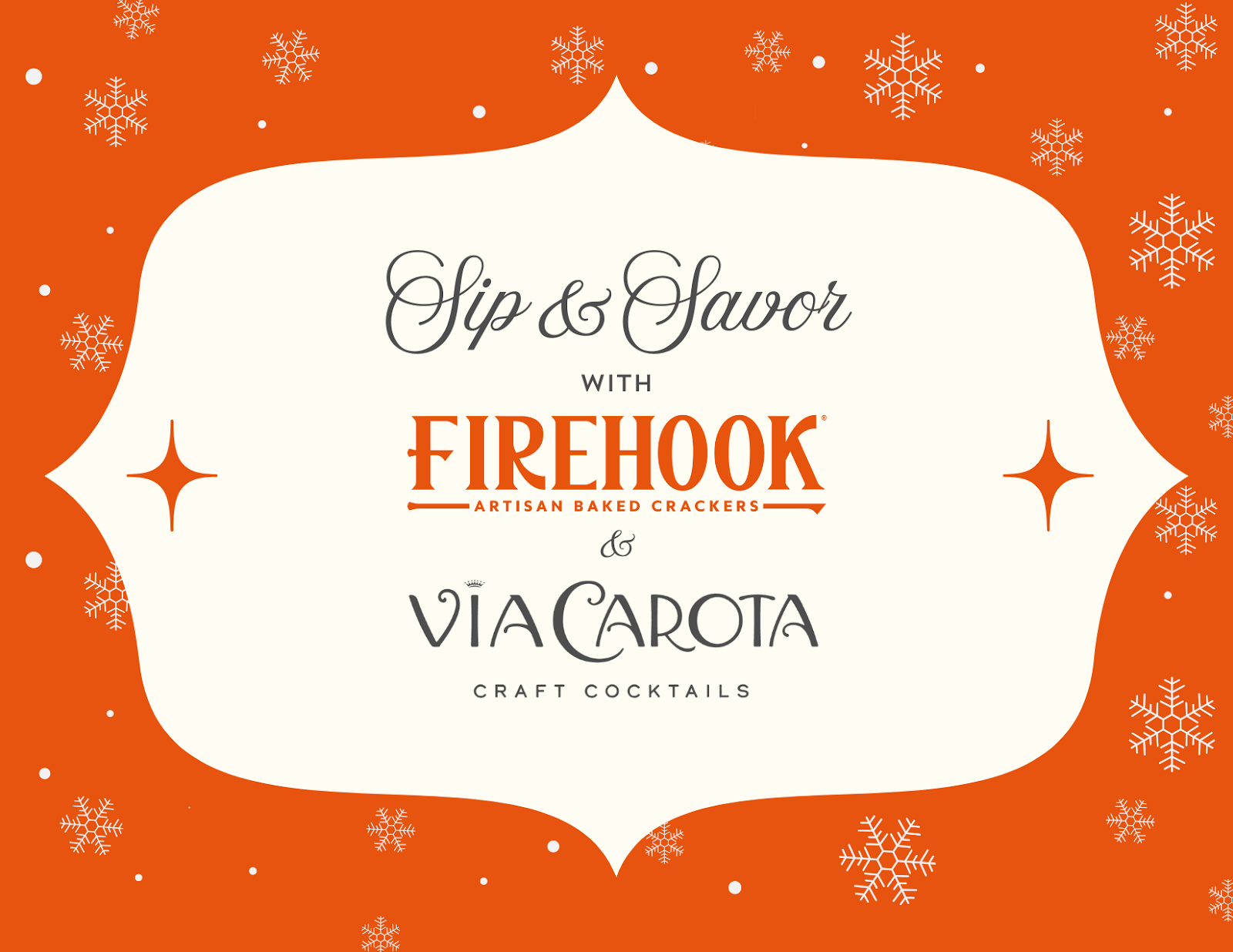 Firehook Crackers x Via Carota Craft Cocktails Holiday Aperitivo